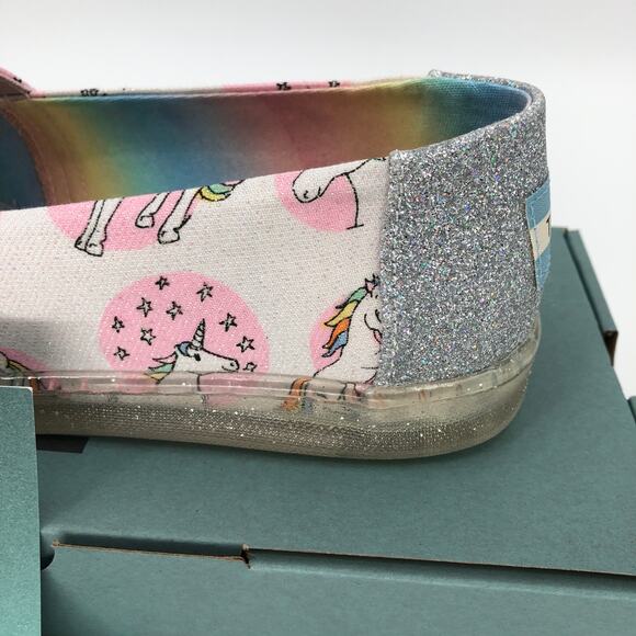 Toms Pink Pastel Glitter Shimmer Unicorn Exclusive Print Classic Slip On Shoes - Picture 4 of 8